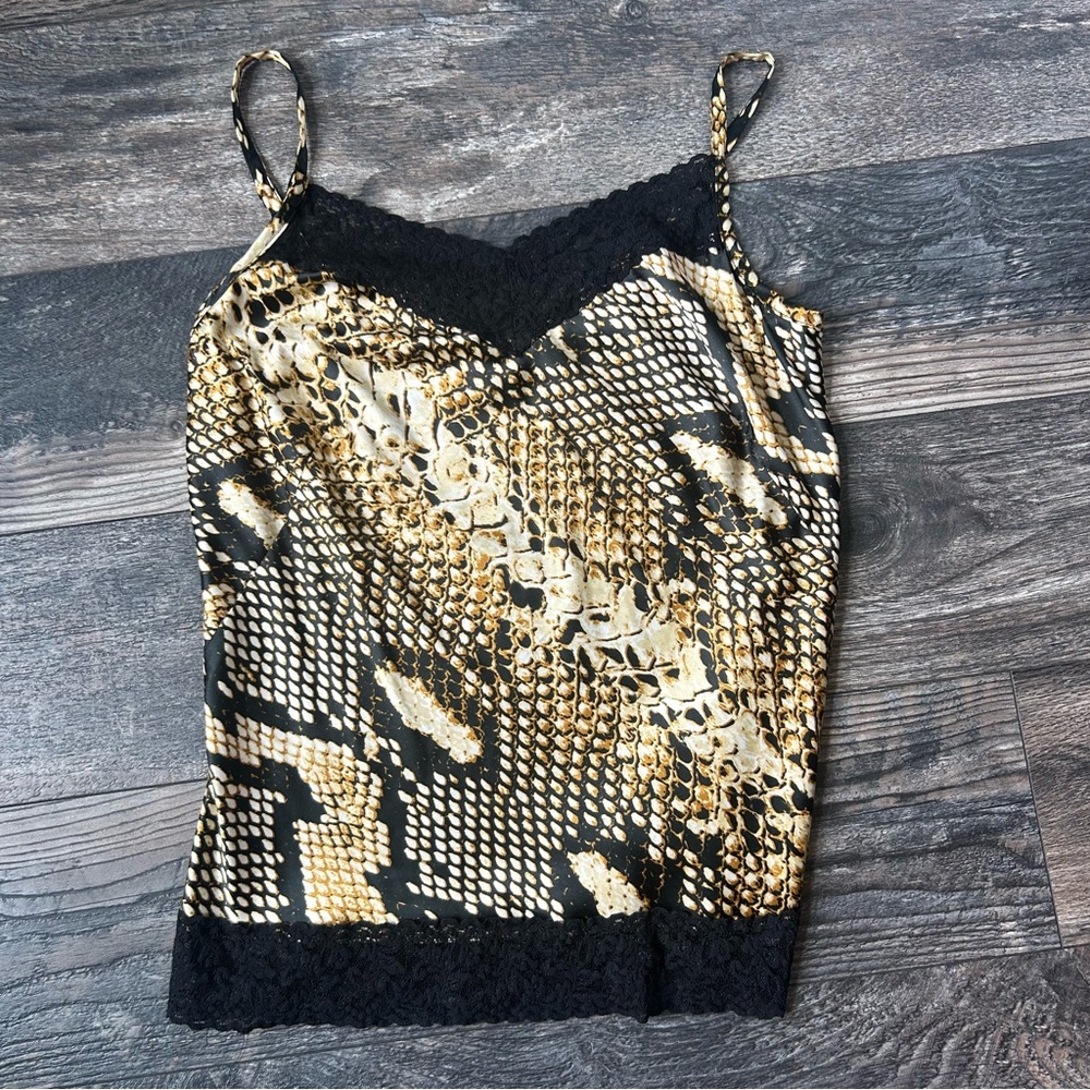 Cache Women's Snake Print Cami Top Adjustable Strap Lace Detail Size Small - Picture 1 of 7